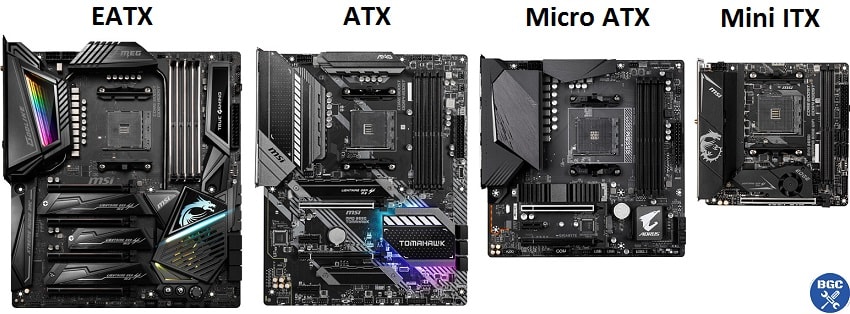 The 4 most common desktop motherboard sizes side by side